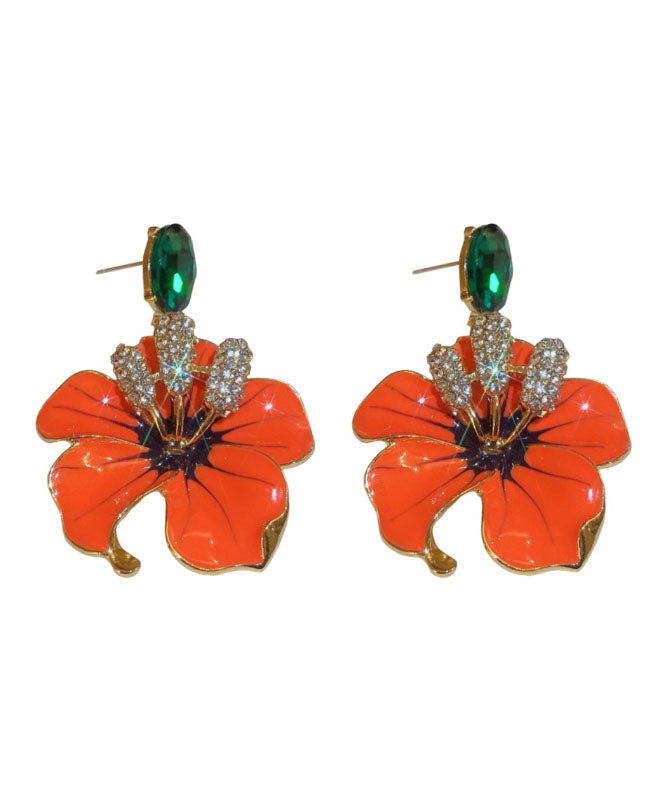 Orange Sterling Silver Zircon Oil Dirp Drop Earrings