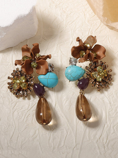 Flower Shape Geometric Water Drop Earrings Accessories
