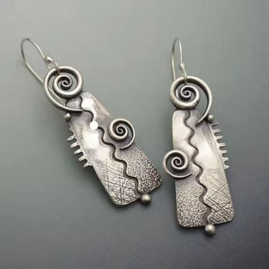 Silver Rectangular Spiral Earrings