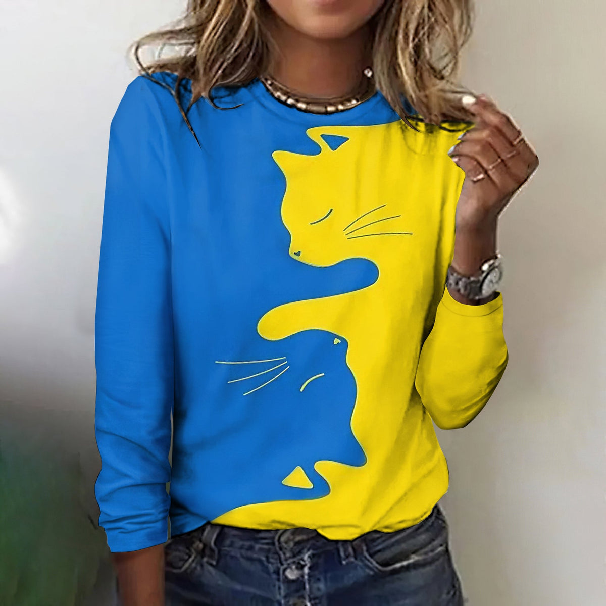 Women Support Ukrainian Cat Design T-shirt