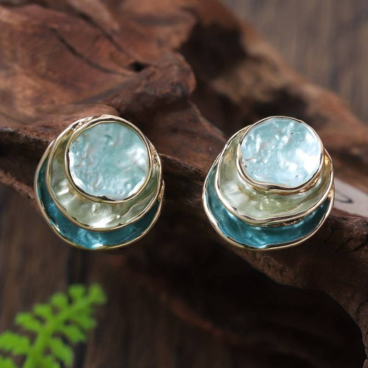 Handpainted Multi Layered Rounded Earrings