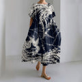 Women's Japanese Art Print Short Sleeve Loose Midi Dress elevenforest