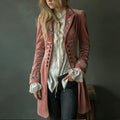 Comstylish Women's Retro Patchwork Lace Velvet Coat