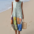 Women's Vintage Cute Cats Art Print Sleeveless Dress elevenforest