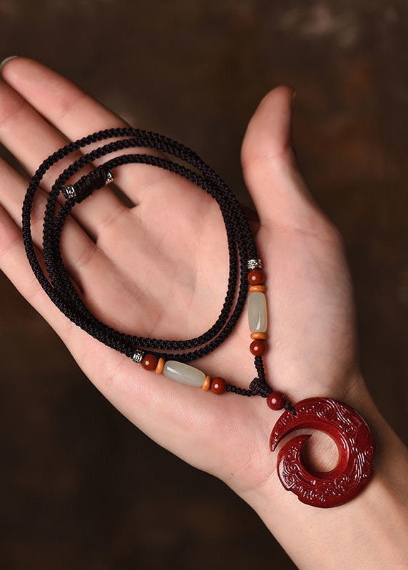 Red Jade Cinnabar Pendant Necklace