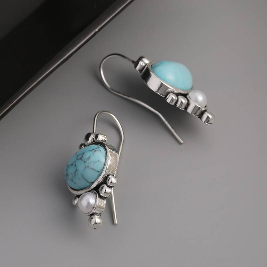Blue Sky Stone Pearl Earrings