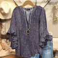 Women's Vintage Floral Art Print Casual Cotton And Linen Shirt
