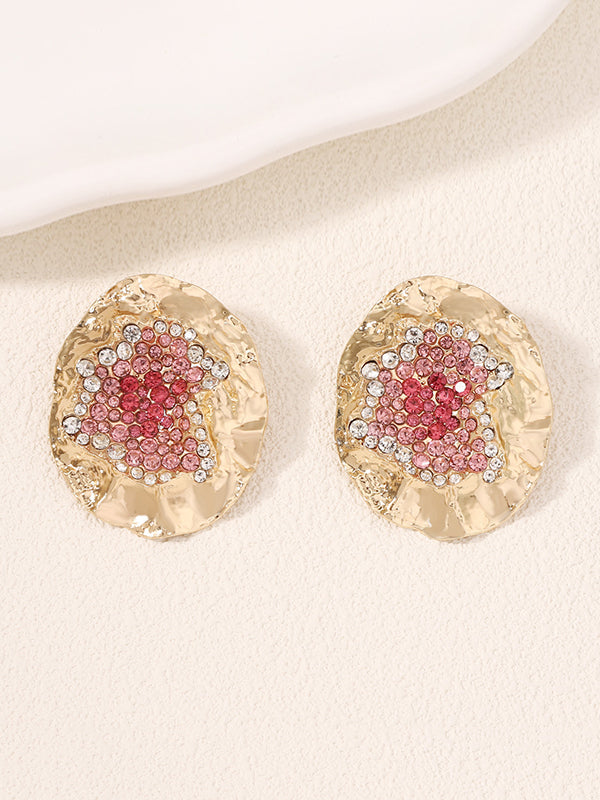 Irregularity Geometric Rhinestone Shiny Earrings Accessories