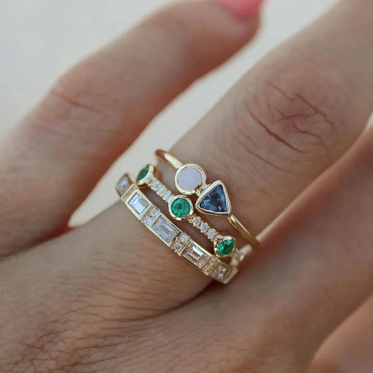 White Opal & Forest Zirconia Ring