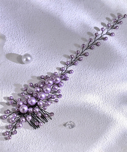 Purple Weave Pearl Beading Hairpiece