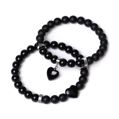 Black Onyx Love Heart Protection Bracelet 8mm Beads