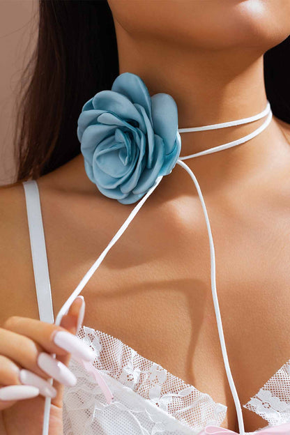 Satin Flower Choker Necklace