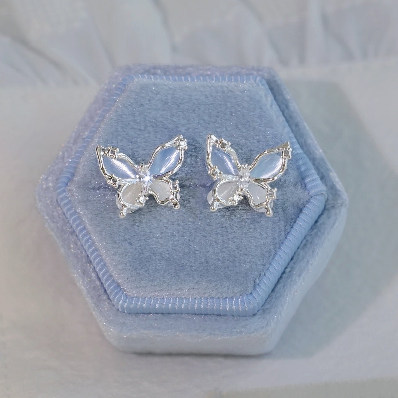 Blue Butterfly Stud Earrings