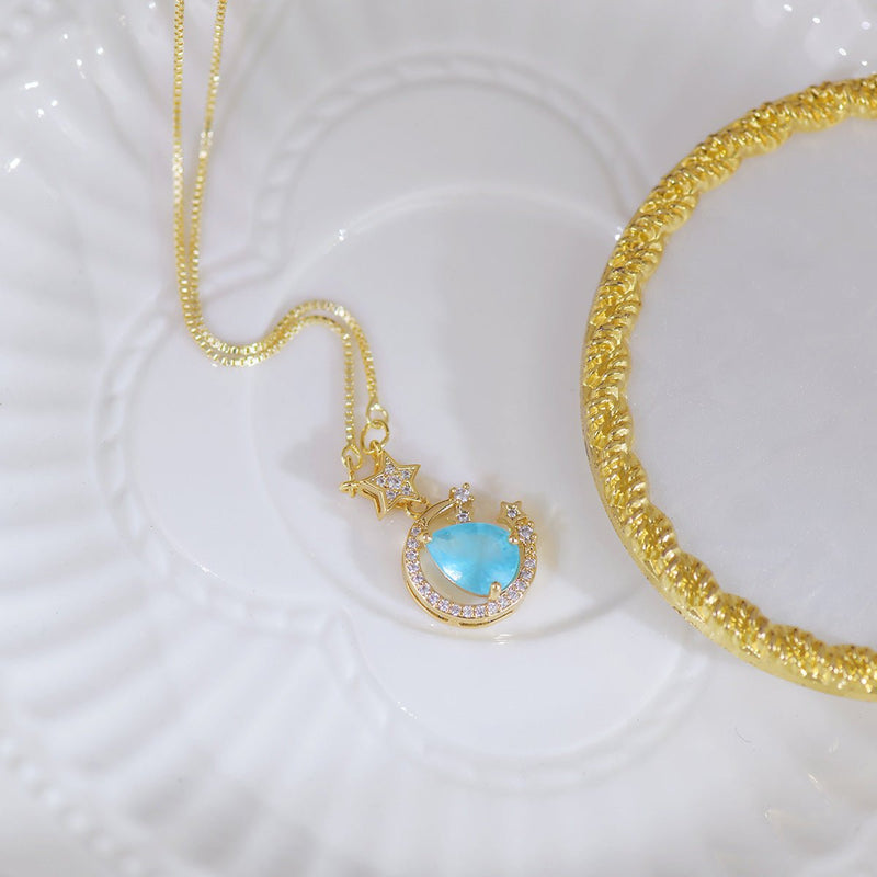 Miley Blue Gem Necklace