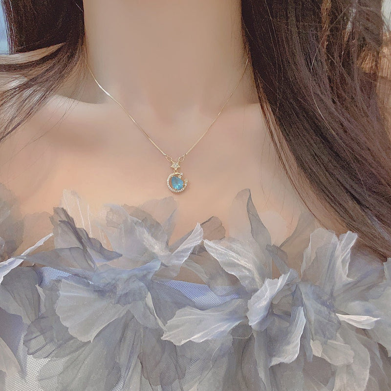 Miley Blue Gem Necklace