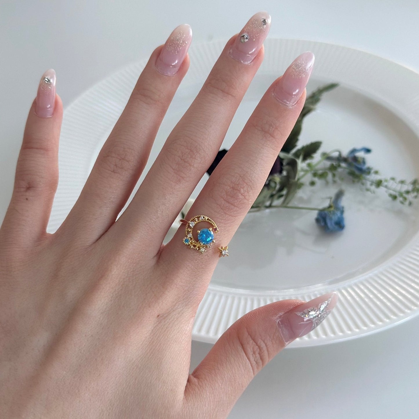 [] Jodie Blue Moon and Star Ring