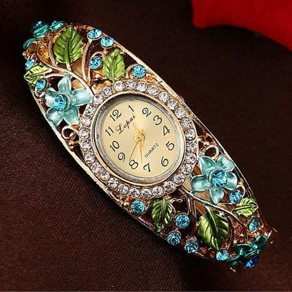 Flower Gemstone Watch Bracelet