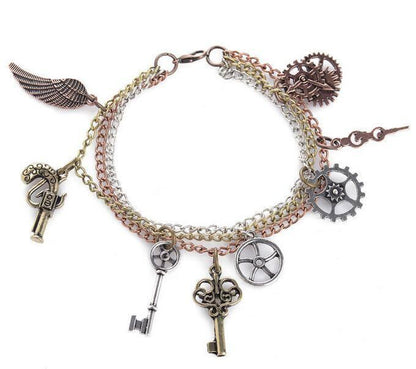 Gears, Wings & Keys Steampunk Charm Bracelet