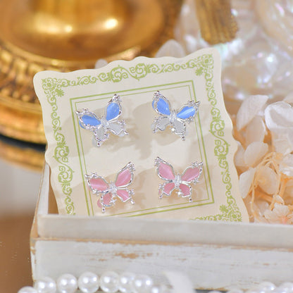 Pink Butterfly Stud Earrings