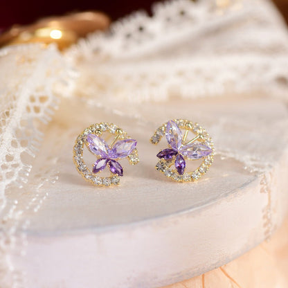 Lilac Butterfly Stud Earrings