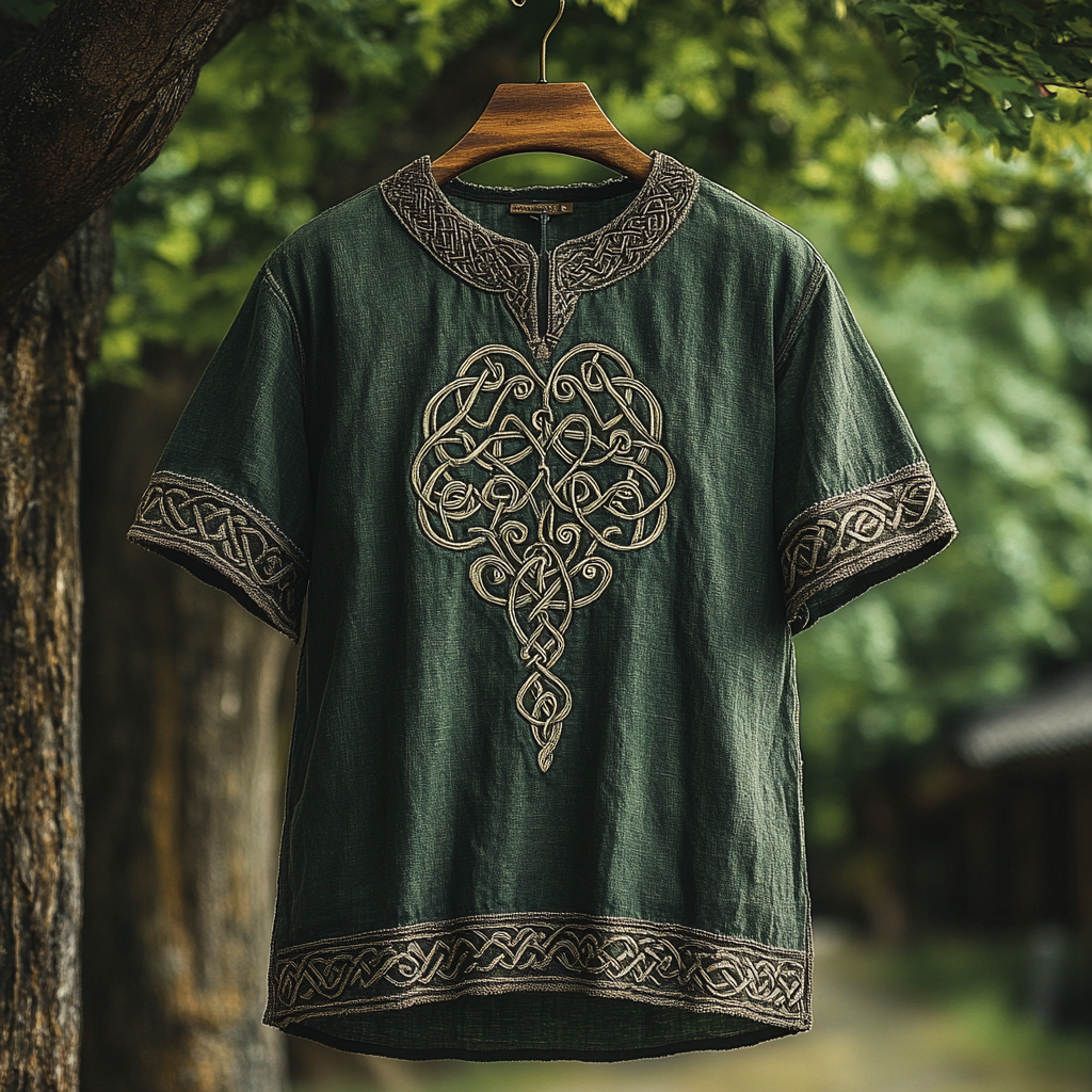 Men's Vintage Viking Celtic Art Linen Shirt elevenforest