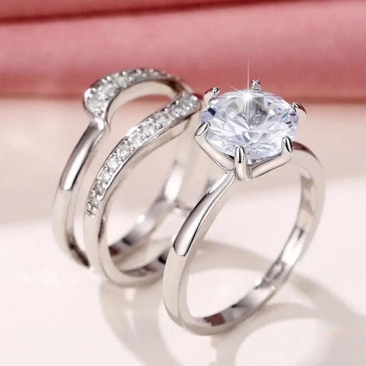 Silver Zirconia Ring Set
