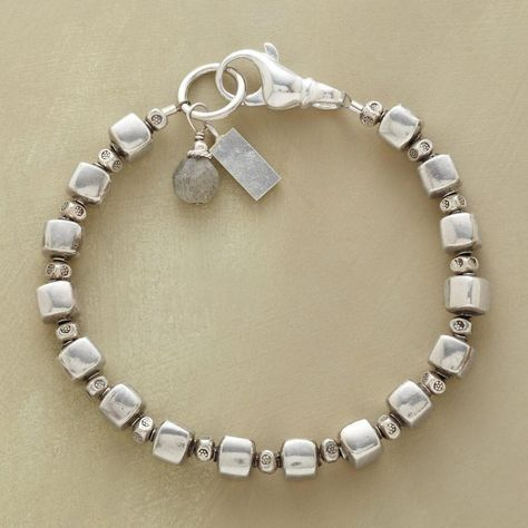 Silver Cubic Beads Bracelet
