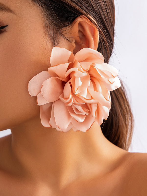 Color Three-dimensional Flower Drop Earrings