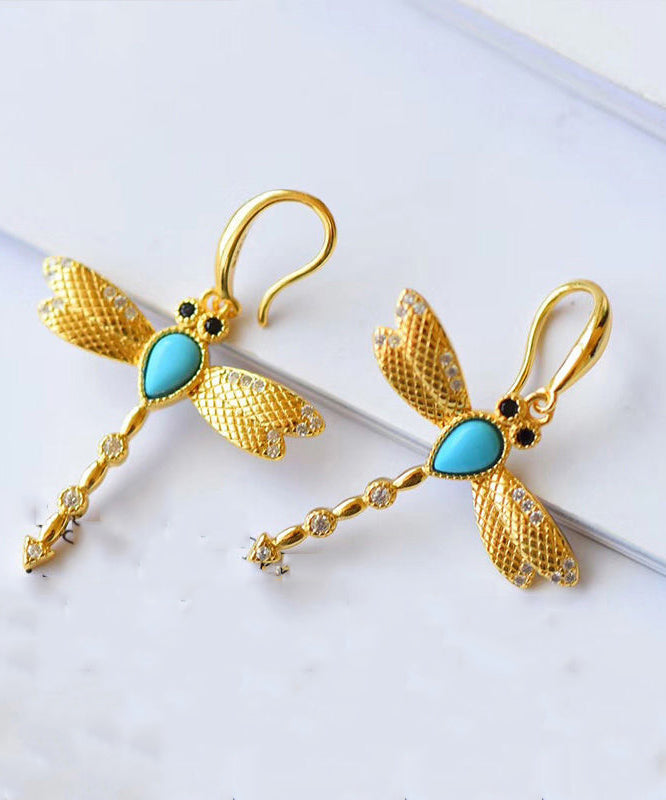 Gold Plated Turquoise Hoop Earrings