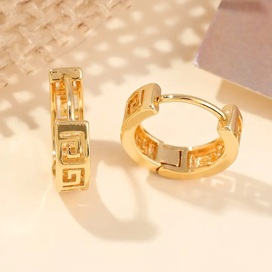 Golden Hoop Hollow Earrings