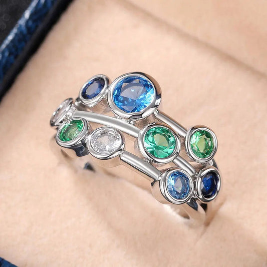 Blue Ring With Crystals