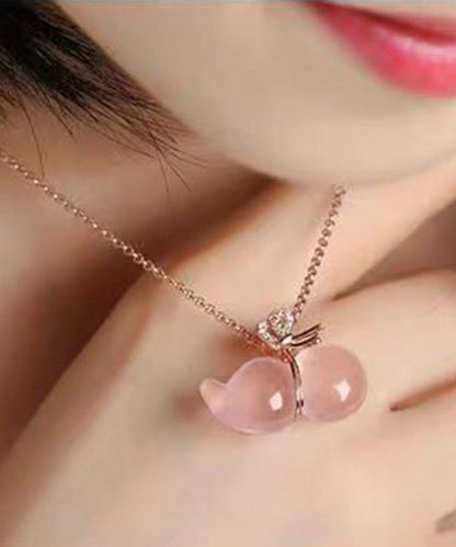 Pink Sterling Silver Crystal Gourd Charm Bracelet