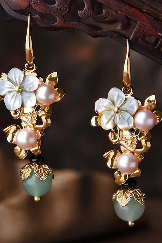 Gold Plated Long Eardrop Earrings