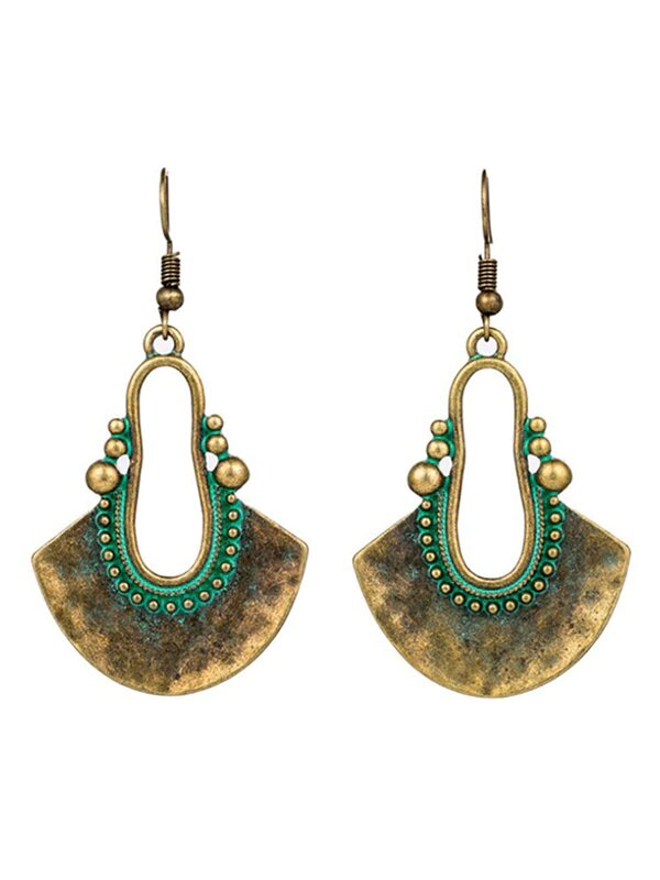 Fan-shaped Hollow Turquoise Earrings