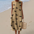 Women's Retro Cute Dachshund Art Print Sleeveless Dress elevenforest