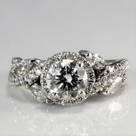 Rounded Glass Silver Ring