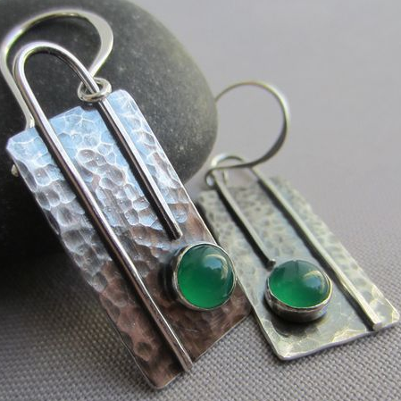 Silver Green Earrings