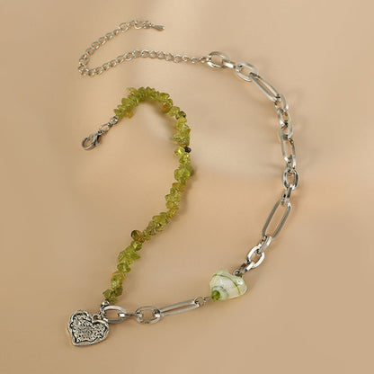 Colorblock Sterling Silver Alloy Love Patchwork Beads Gratuated Bead Necklace