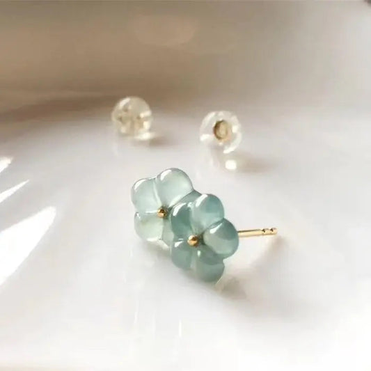 Turquoise Earrings With Crystal Flower