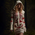 Women's Halloween Anatomy Bandage Rose Sequin Art Cozy Knit Hooded Sweater Dress elevenforest