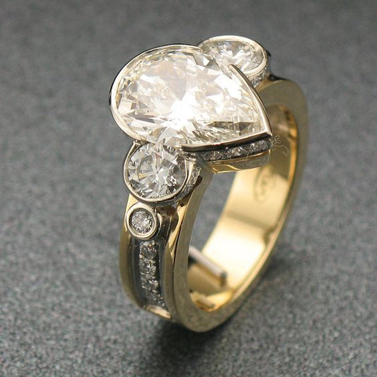Glass Drop Gold Ring