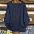 Women's Solid Color Linen Loose Irregular Shirt elevenforest