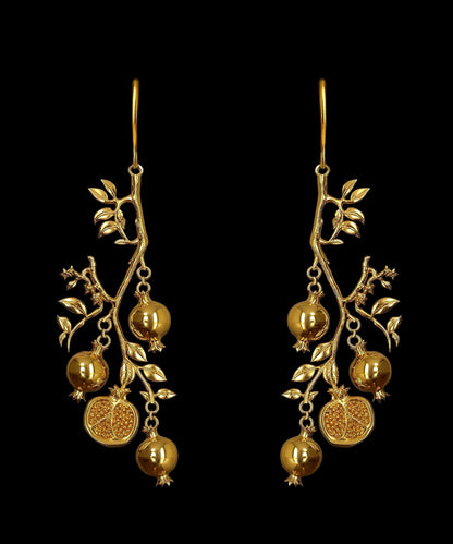 Diy Gold Copper Alloy Pomegranate Drop Earrings