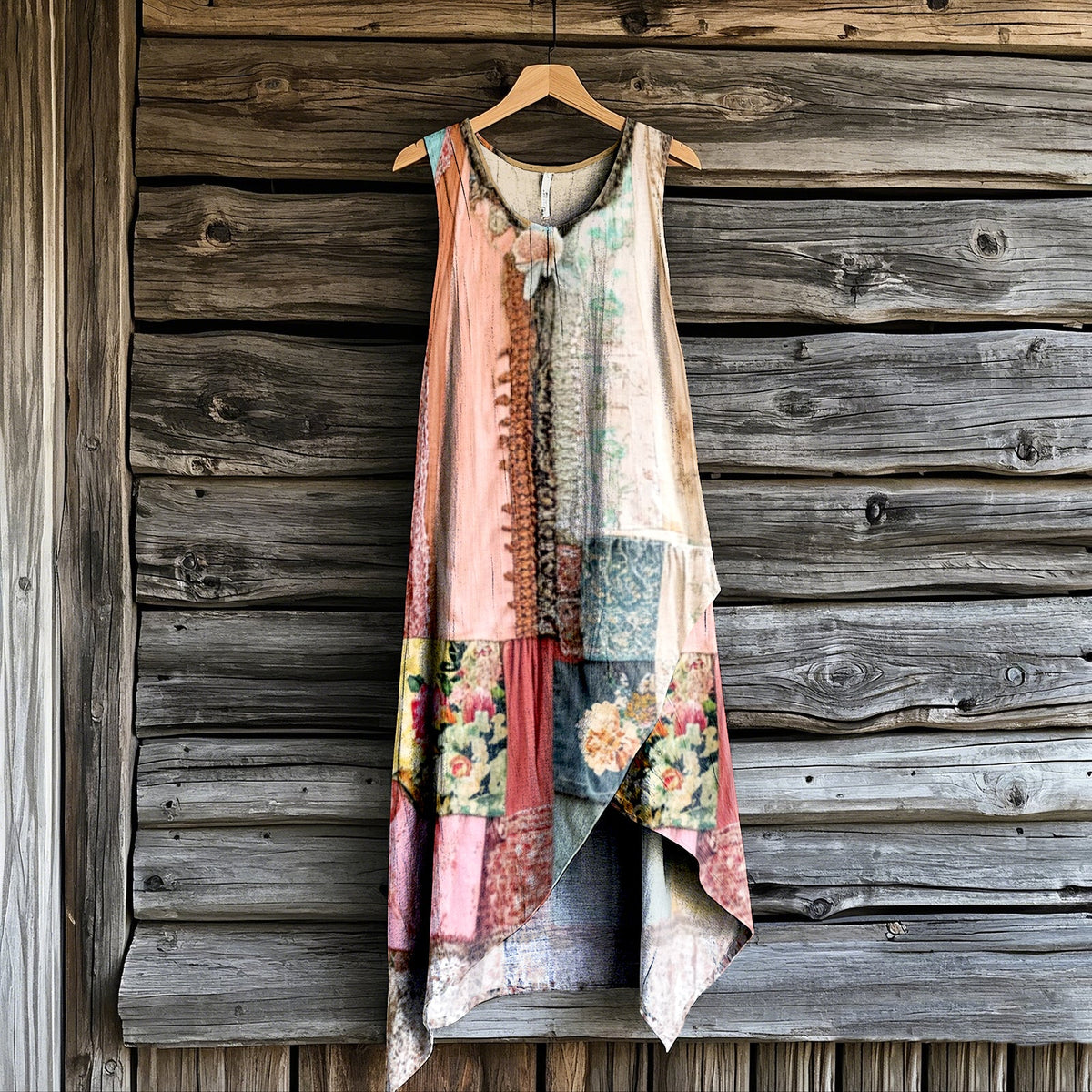 Women's Retro Floral Irregular Design Dress elevenforest