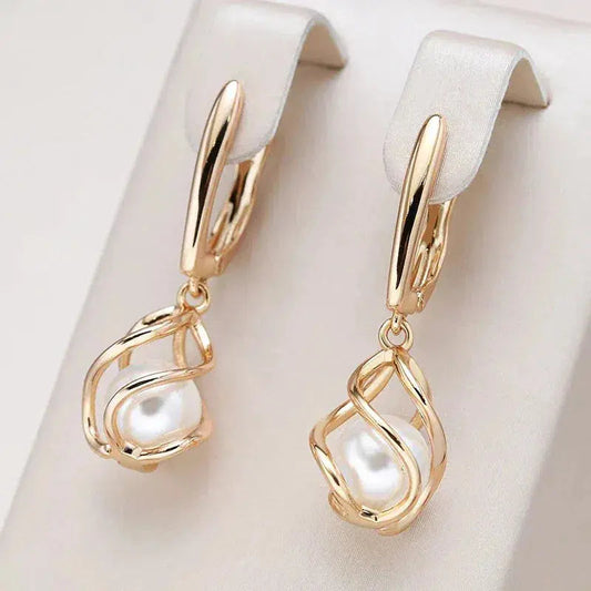 Gold Pearl Earrings