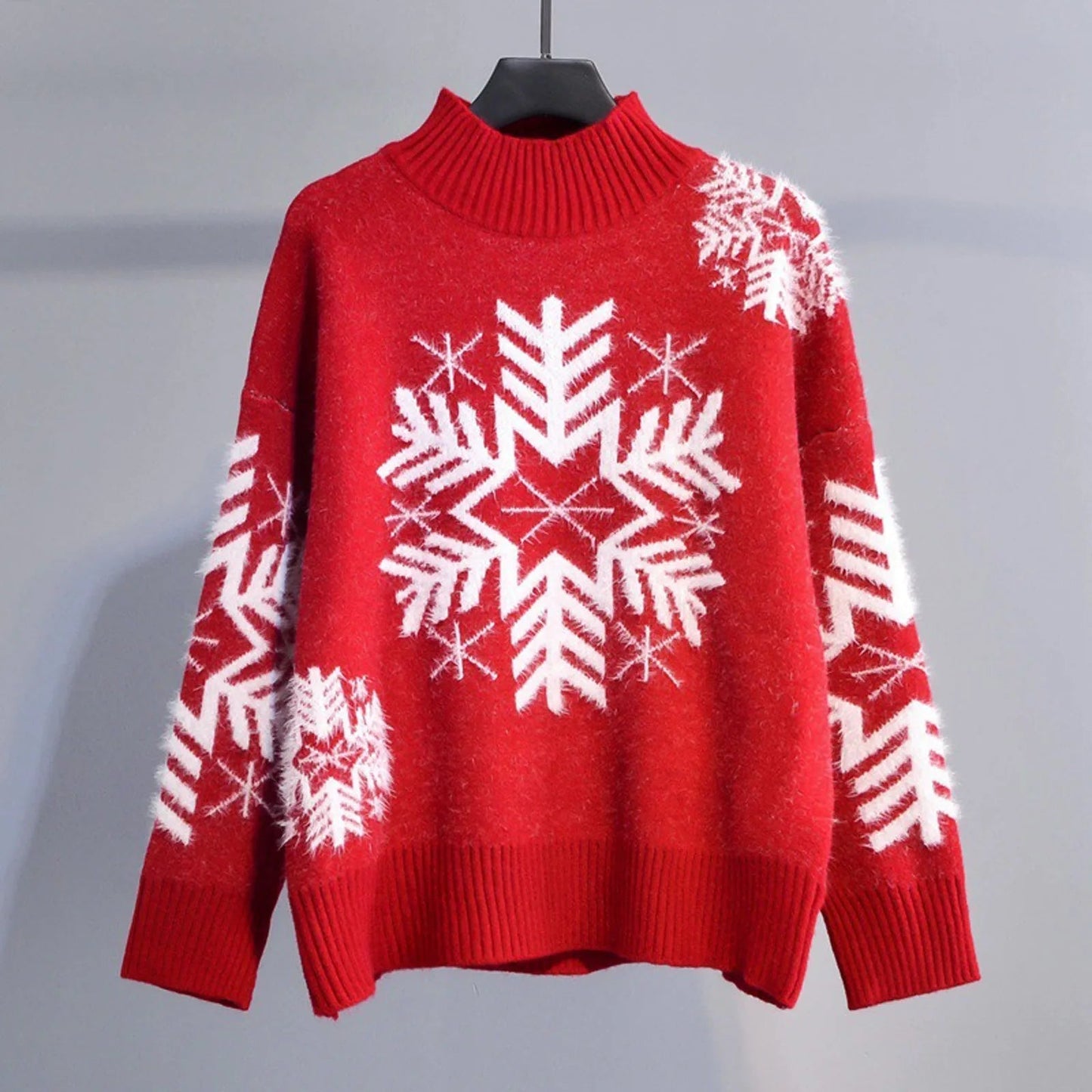 Hilda® | Warm knitted turtleneck sweater with snowflake embroidery for women