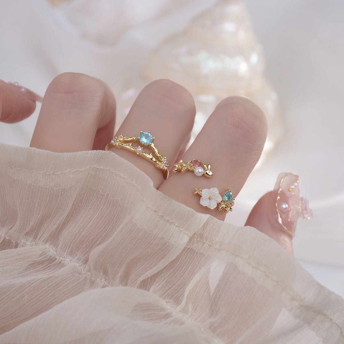 Cherry Blossom Ring Set