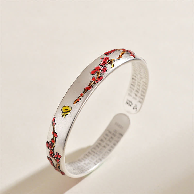 Copper Spiritual Bracelet With Plum Blossom & Chrysanthemum Healing Design