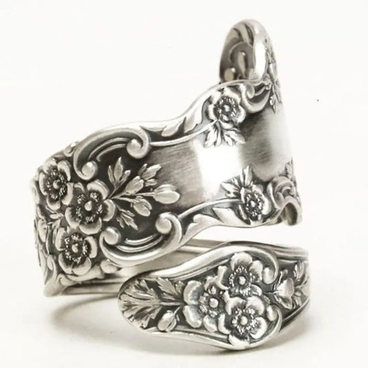 Spiral Silver Flower Ring