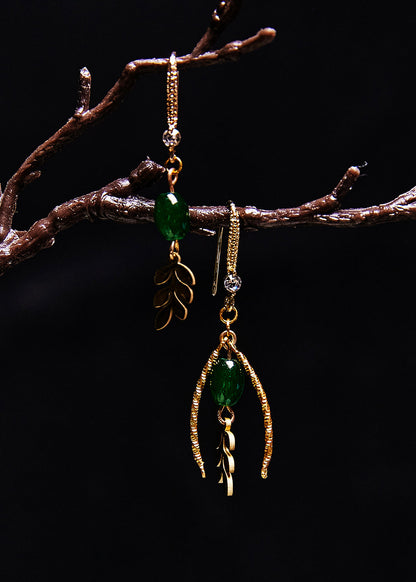 Fine Turquoise Asymmetric Design Gilding Drop Earrings